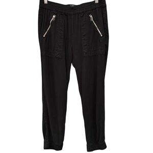 DWP Black Jogger Pants Tencel Blend Zip Pocket Elastic Waist Small Made in USA